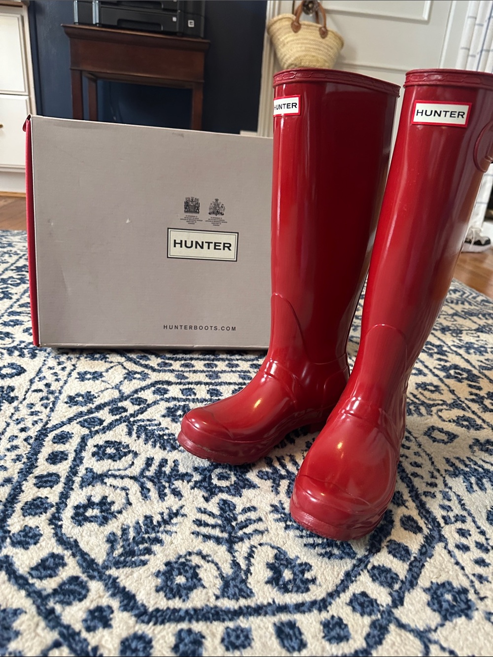 Red glossy Hunter Boots